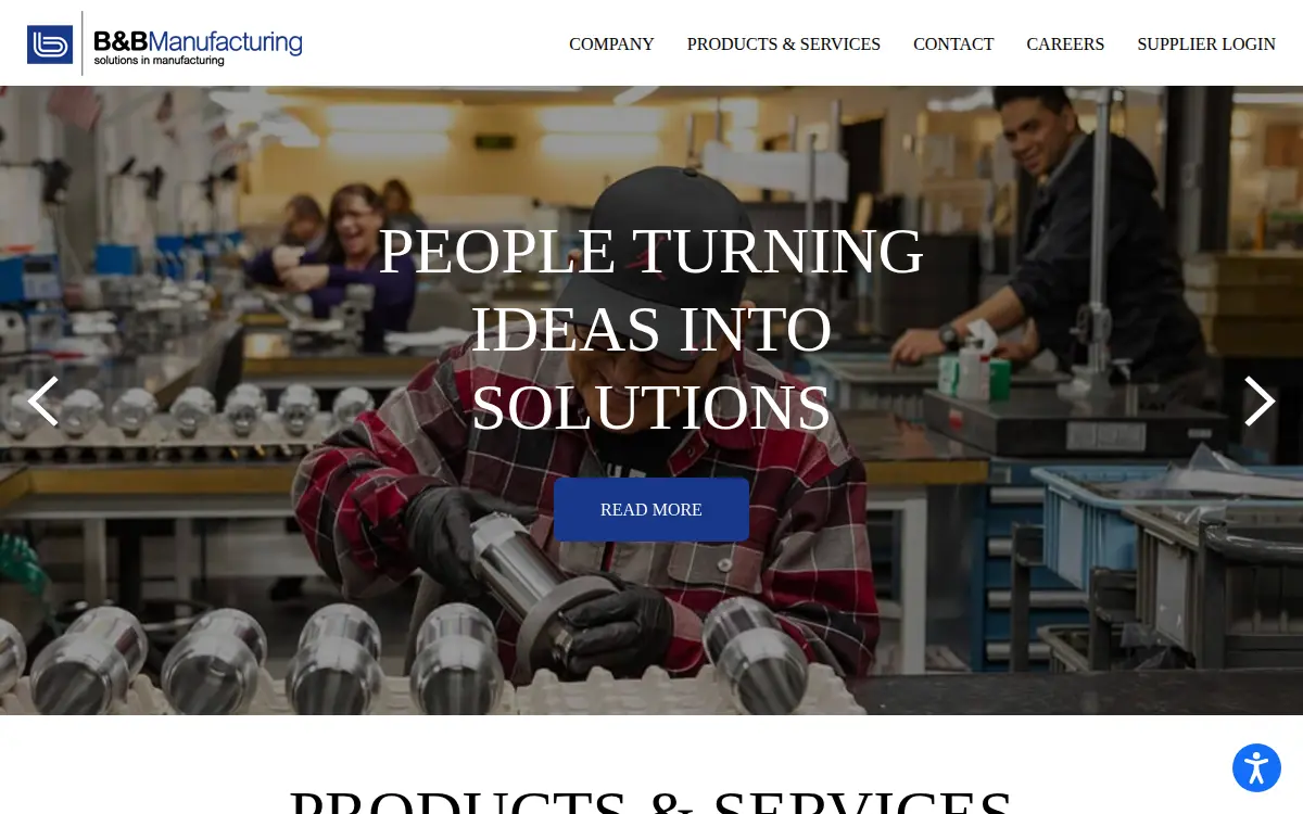 Homepage of B & B Manufacturing CO