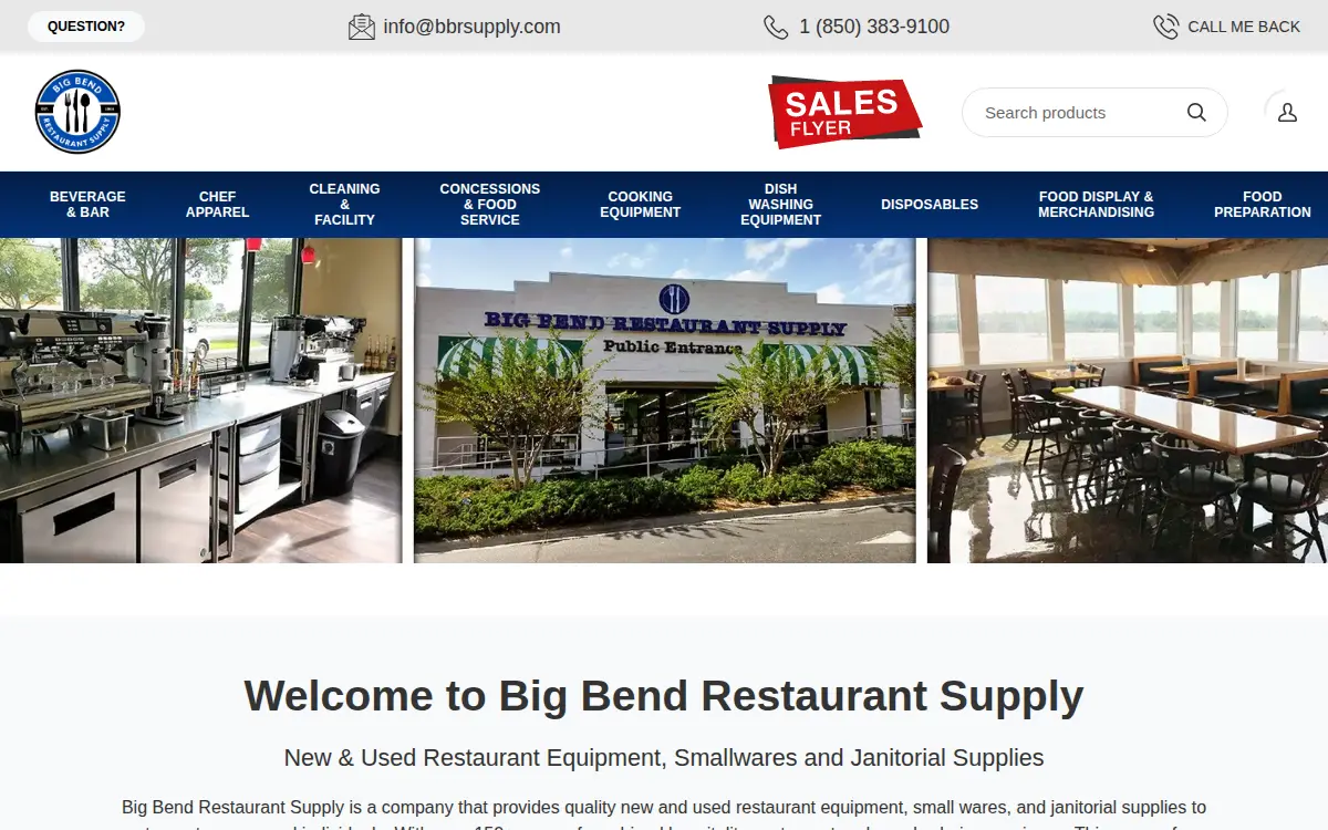Homepage of Big Bend Restaurant Supply, INC.