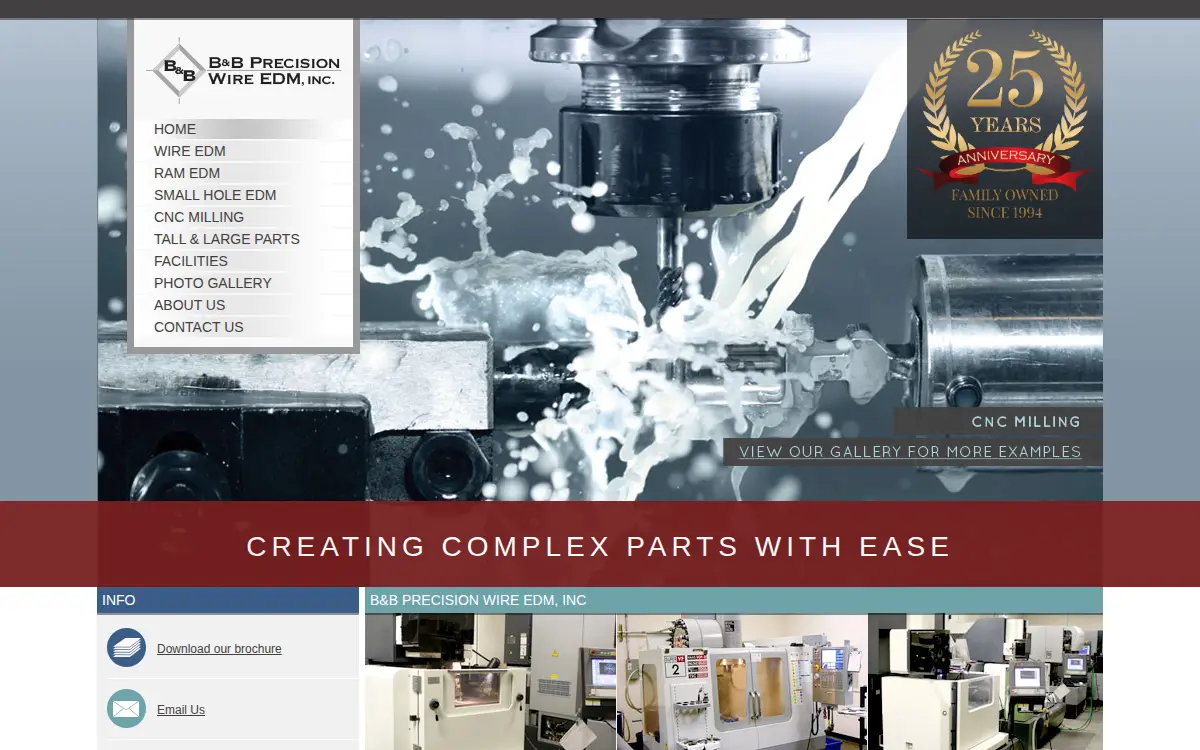 Homepage of B & B Precision Wire E.d.m., INC.