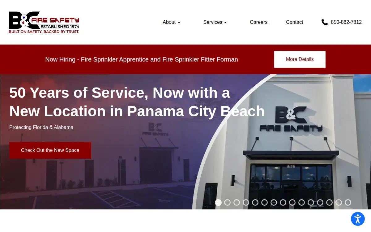 Homepage of B & C Fire Safety, INC.