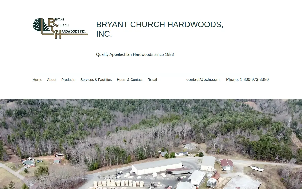 Homepage of Bryant Church Hardwoods, INC.