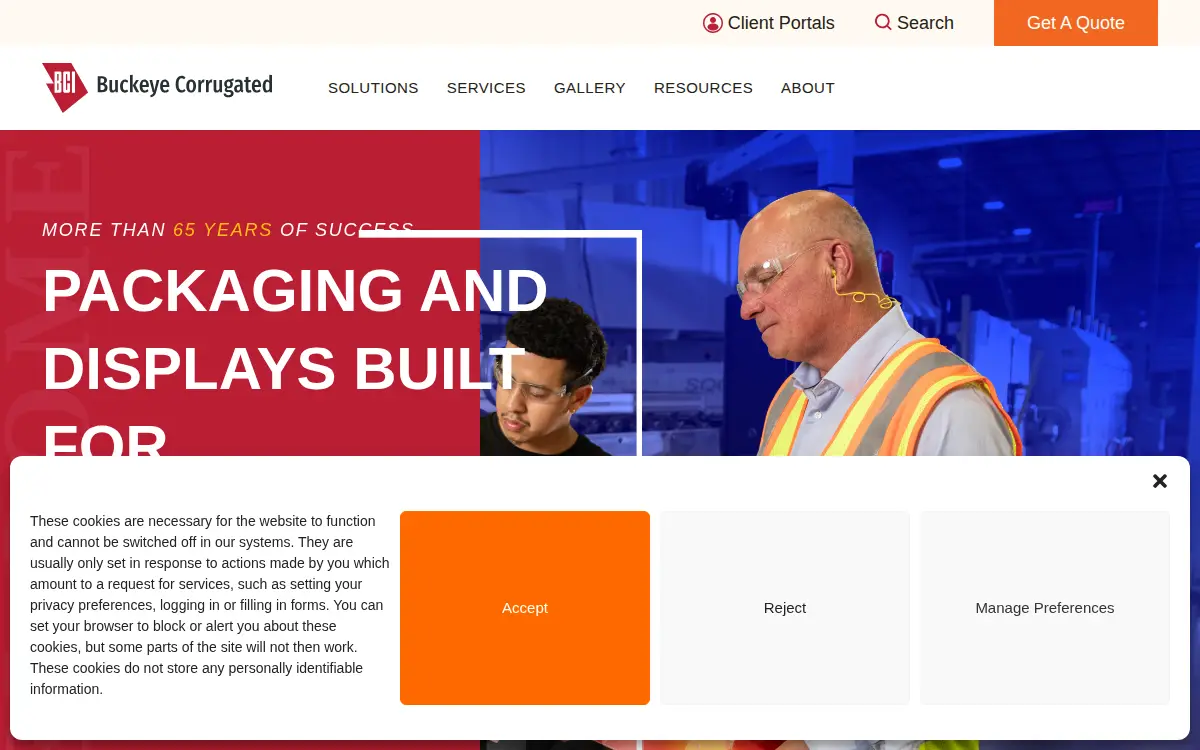 Homepage of Buckeye Corrugated, INC.