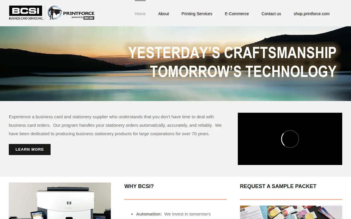 Homepage of Business Card Service INC