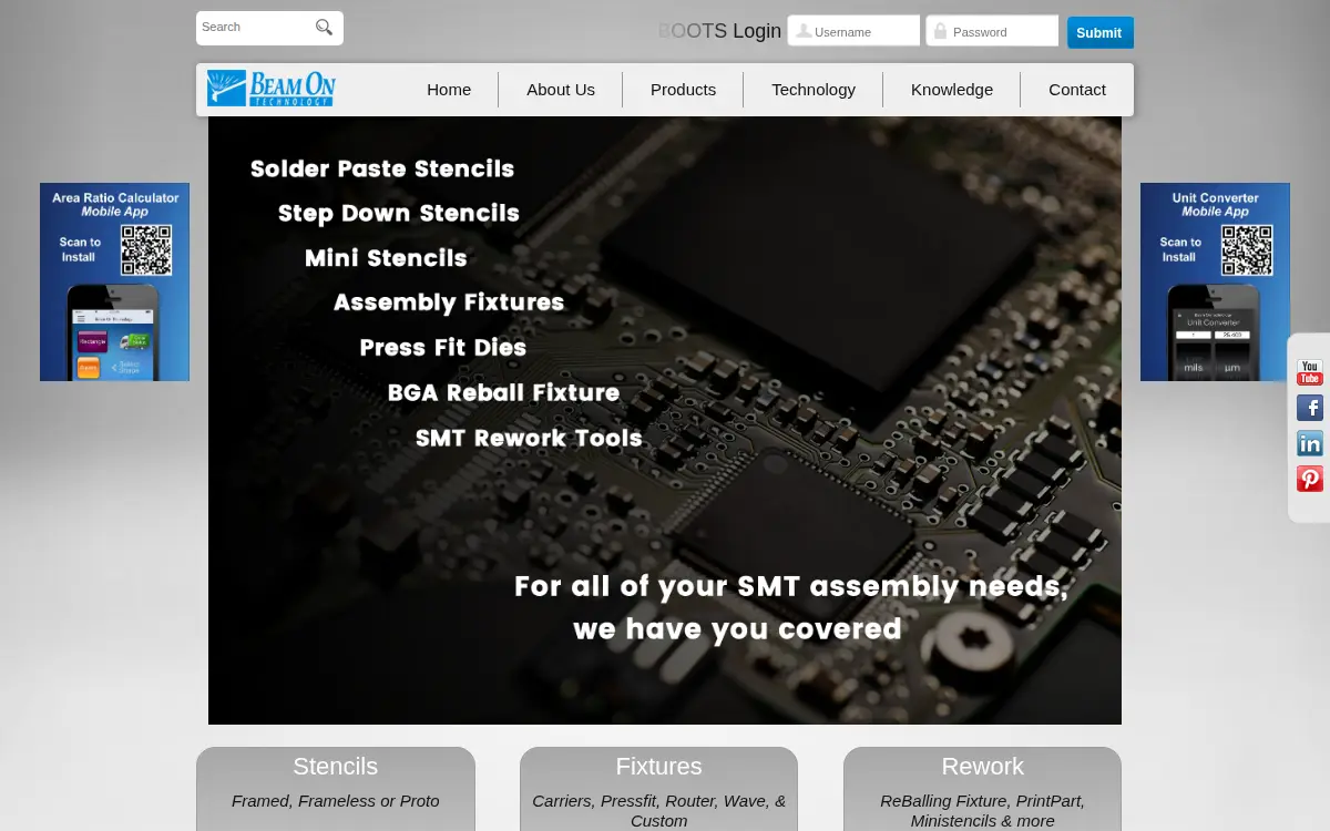 Homepage of Beam on Technology Corporation