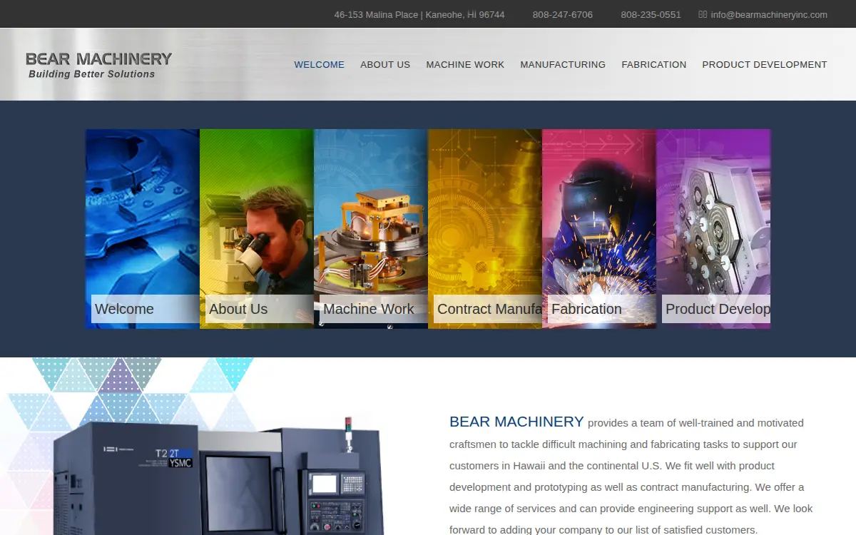 Homepage of Bear Machinery, INC.