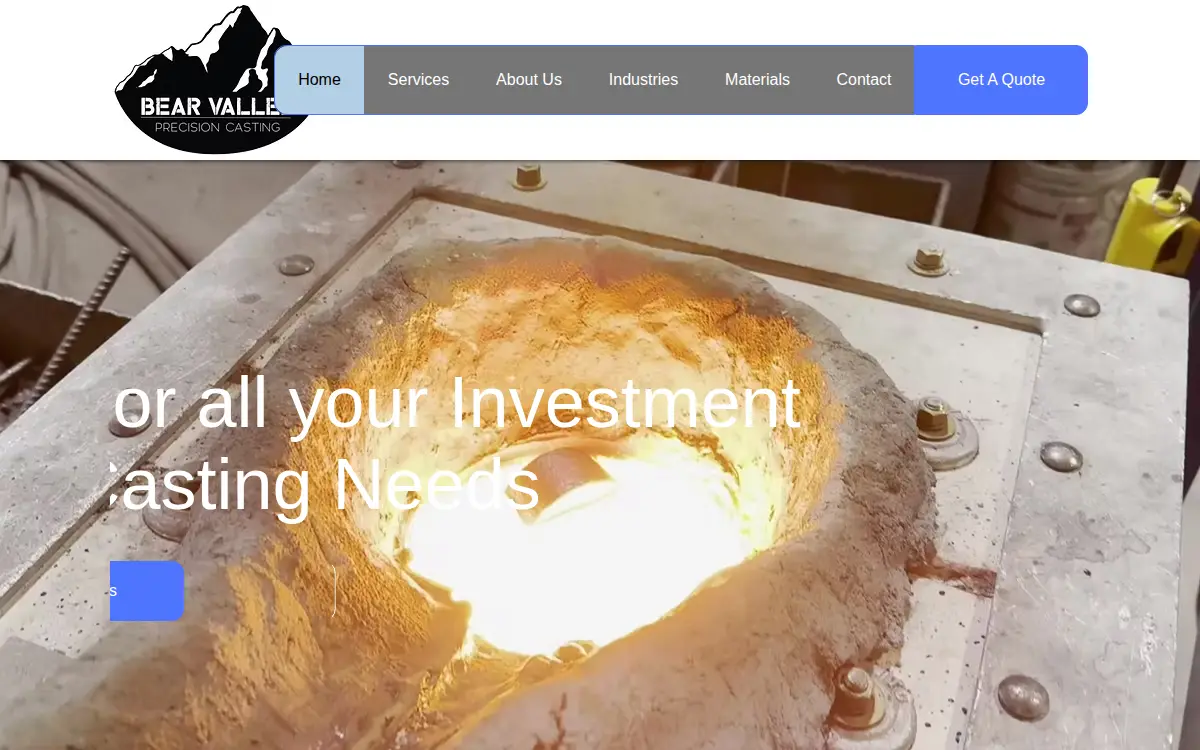 Homepage of Bear Valley Precision Casting, LLC