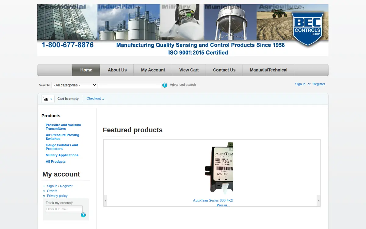 Homepage of Bec Controls CORP