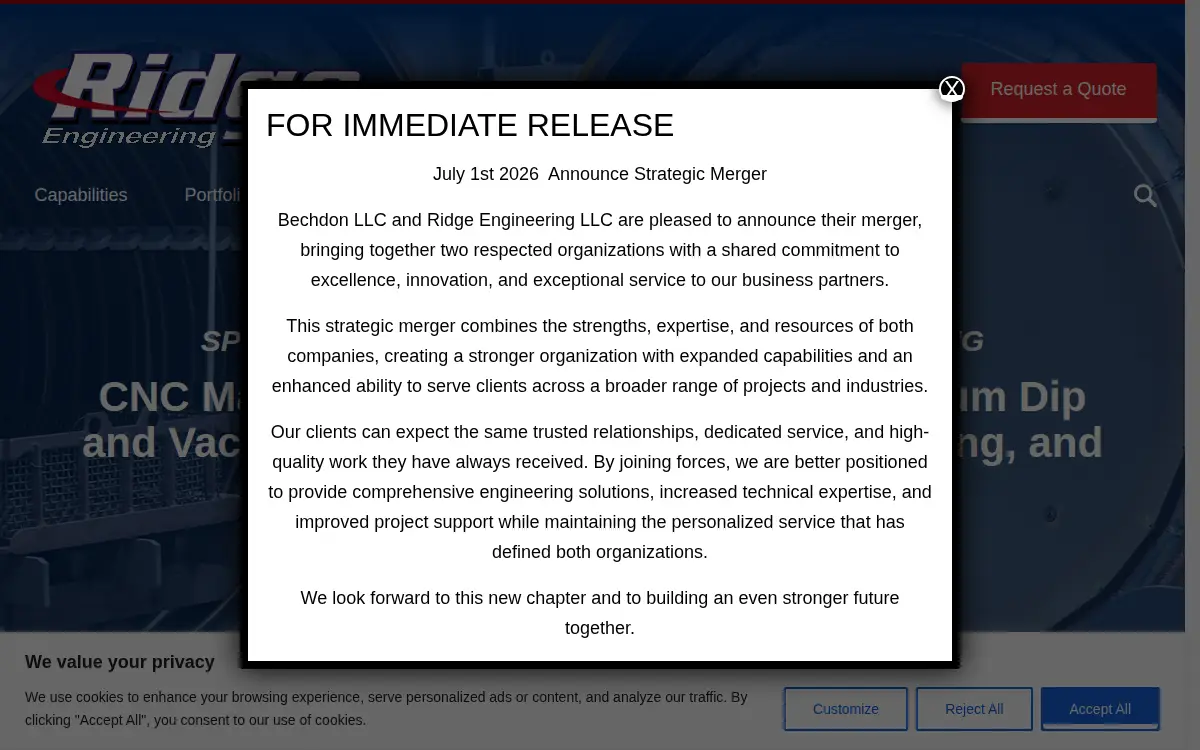 Homepage of The Bechdon Company, LLC