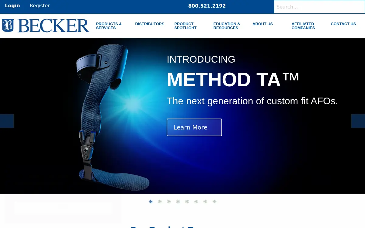 Homepage of Becker Orthopedic Appliance CO