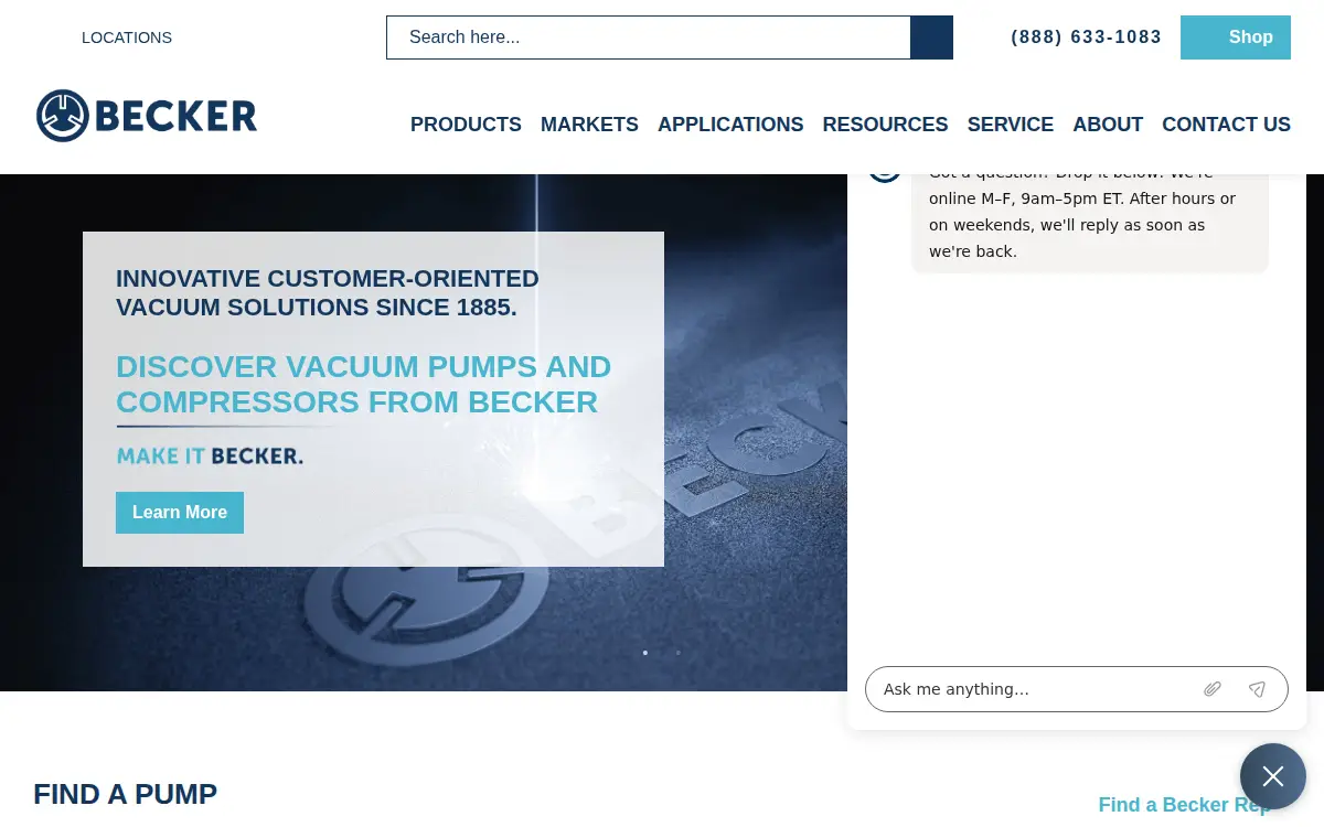 Homepage of Becker Pumps CORP