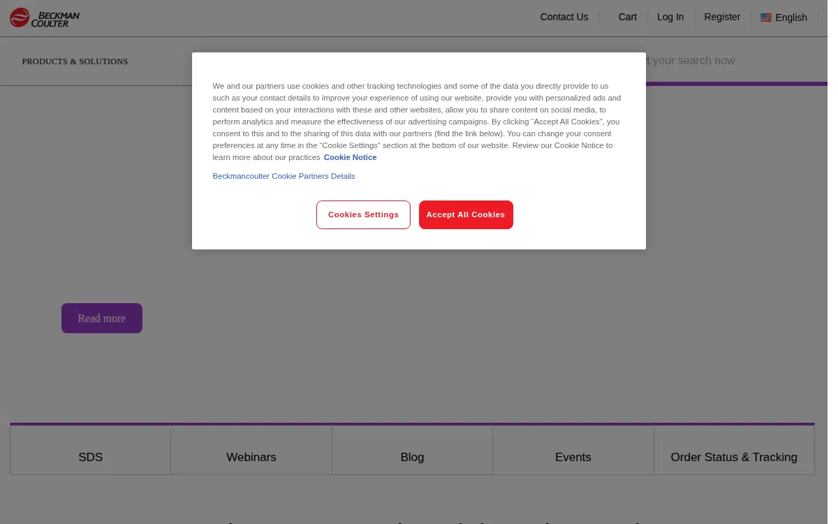 Homepage of Beckman Coulter, INC