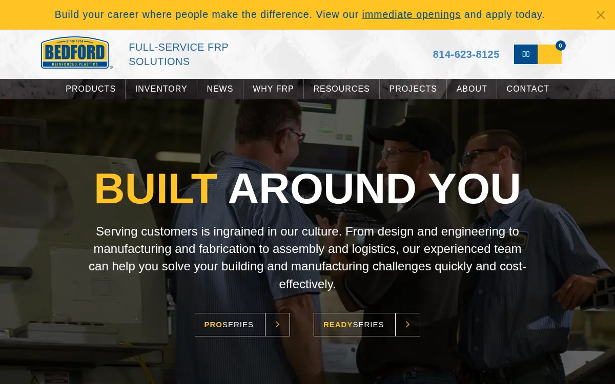 Homepage of Bedford Reinforced Plastics, INC