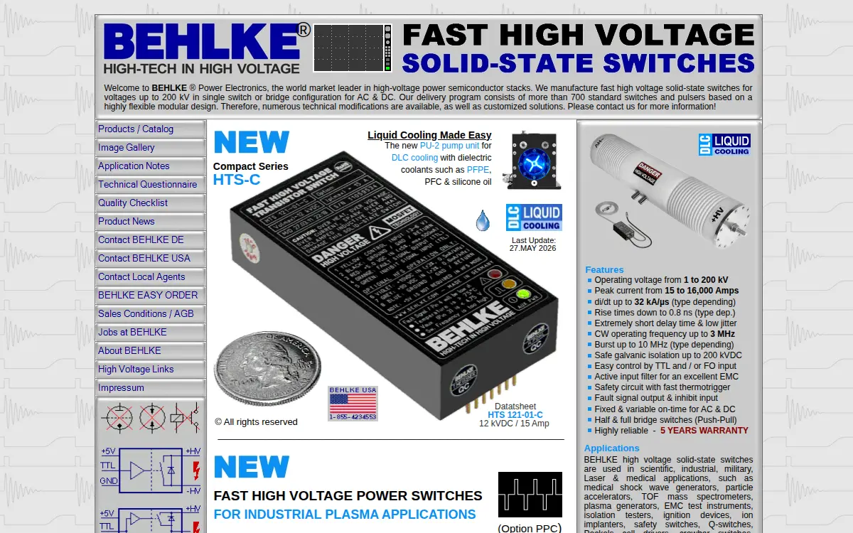 Homepage of Behlke Power Electronics LLC
