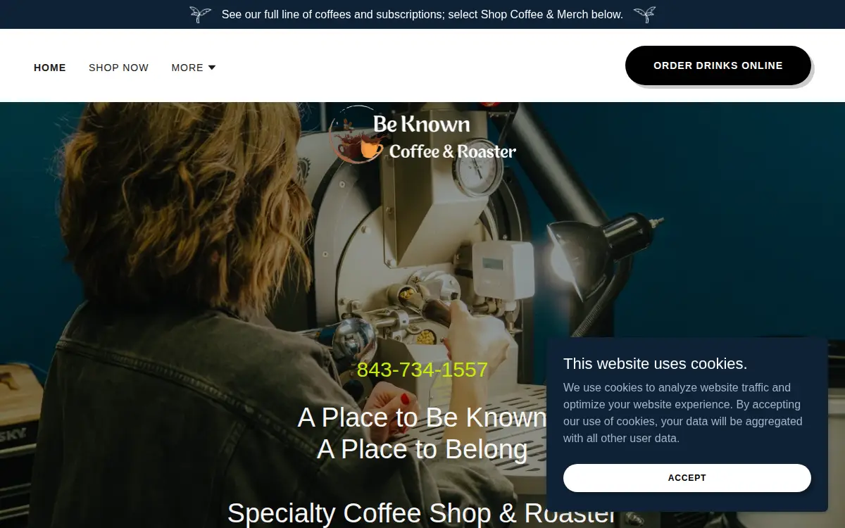 Homepage of Be Known Coffee Company LLC