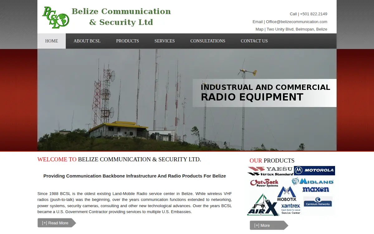 Homepage of Belize Communication & Security, LTD.