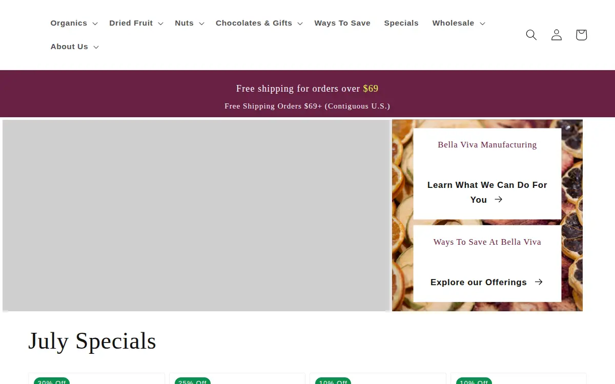 Homepage of Bella Viva Orchards, INC.