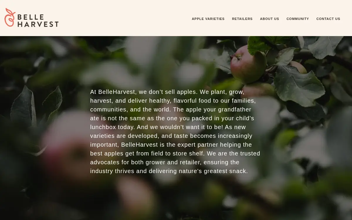 Homepage of Belleharvest Sales, INC