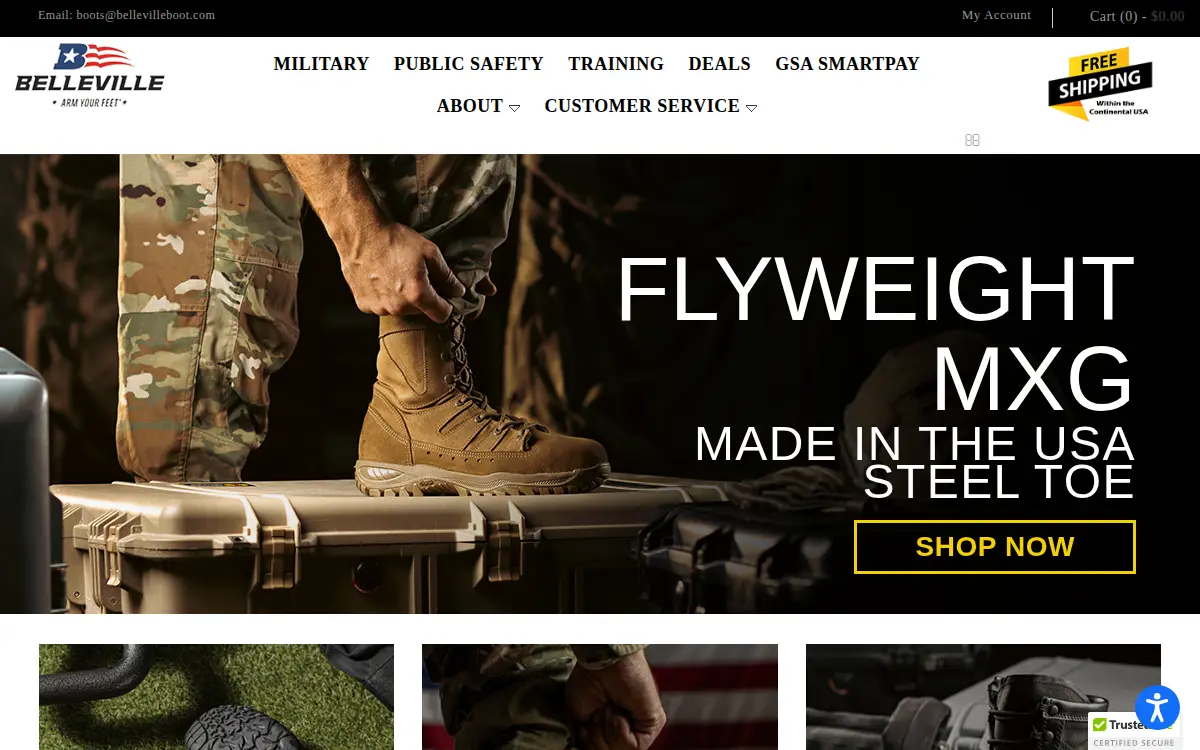 Homepage of Belleville Shoe Manufacturing Company