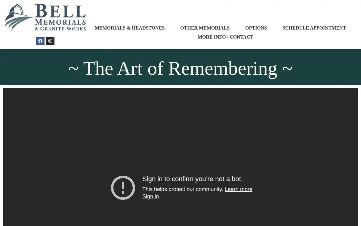 Homepage of Bell Memorials & Granite Works INC.