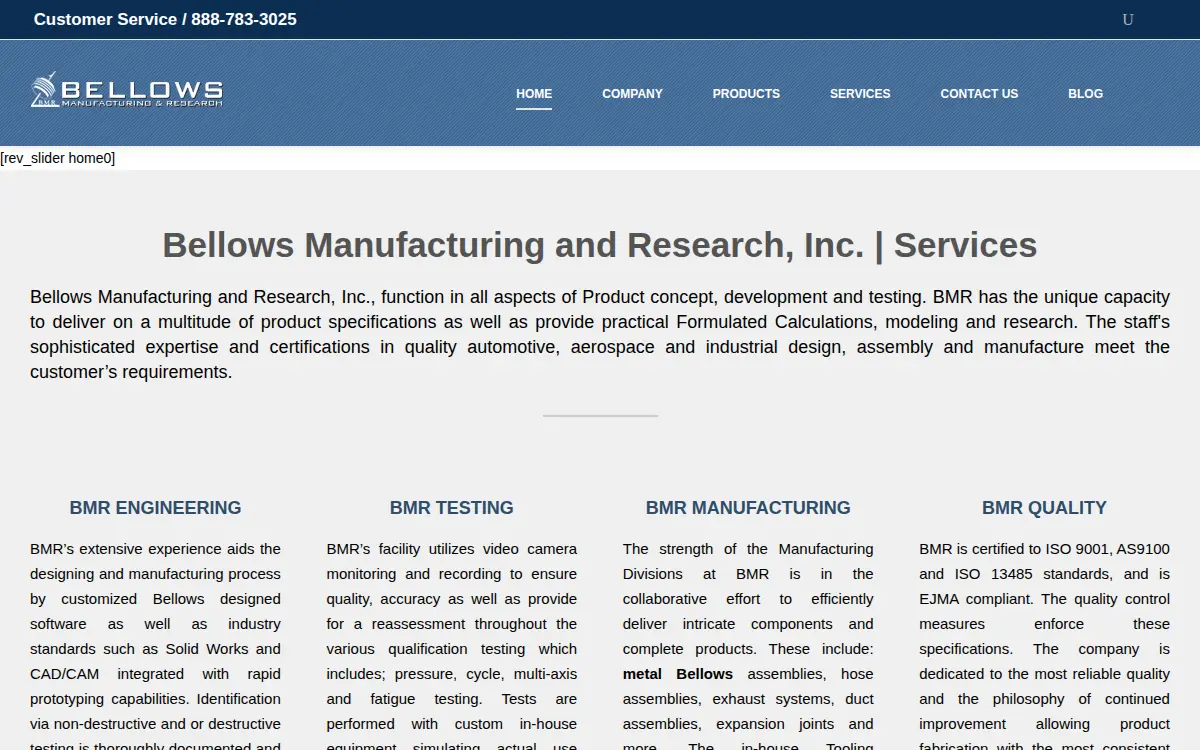 Homepage of Bellows Manufacturing & Research, INC.