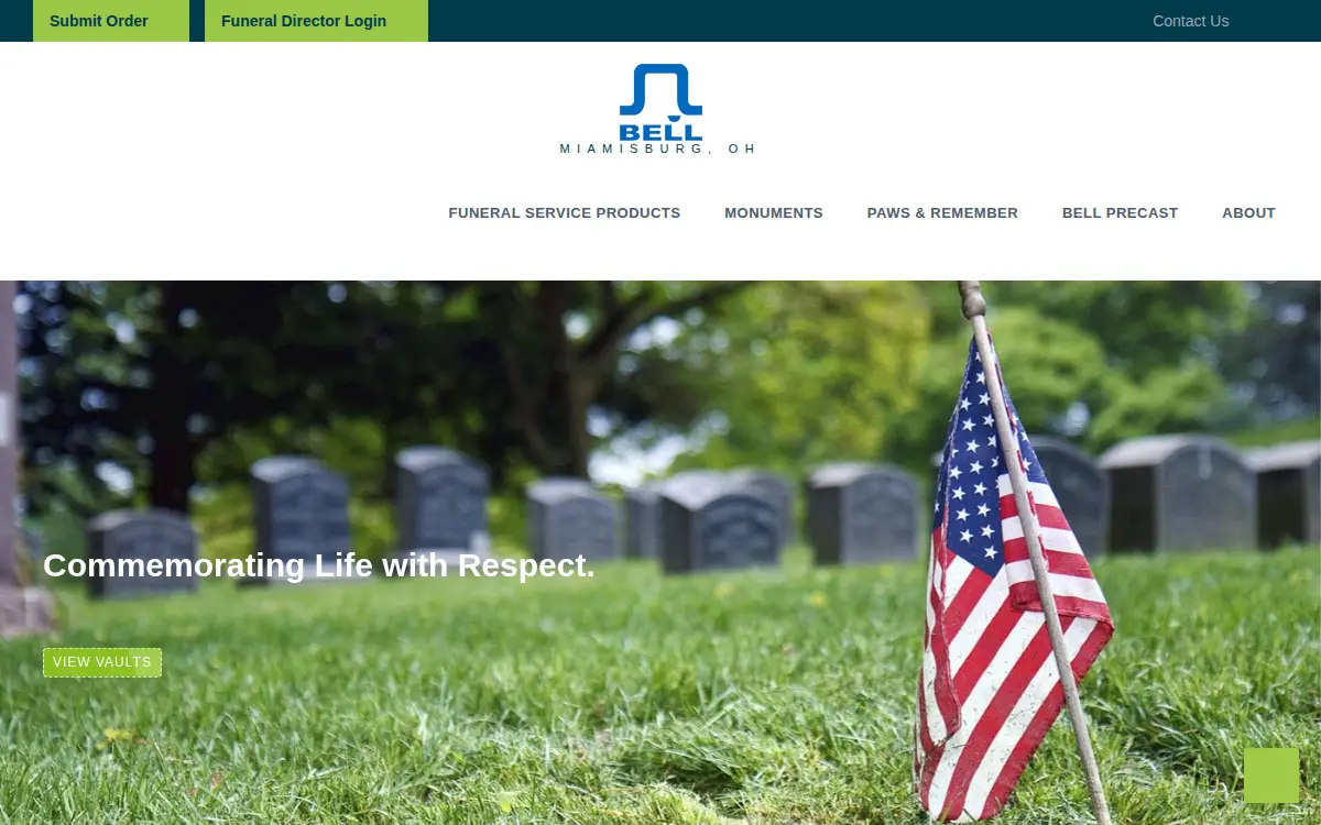 Homepage of Bell Vault & Monument Works INC