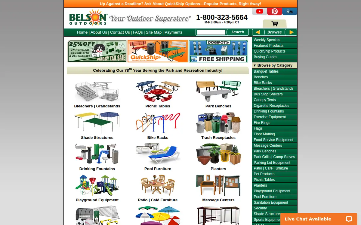 Homepage of Belson Outdoors, LLC