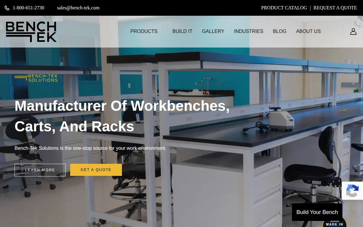 Homepage of Bench-tek Solutions, LLC.