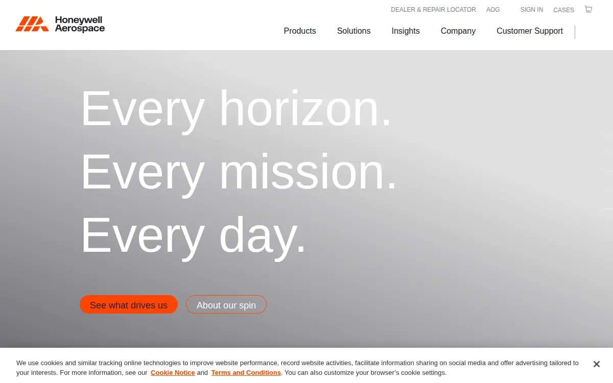 Homepage of Honeywell International INC.