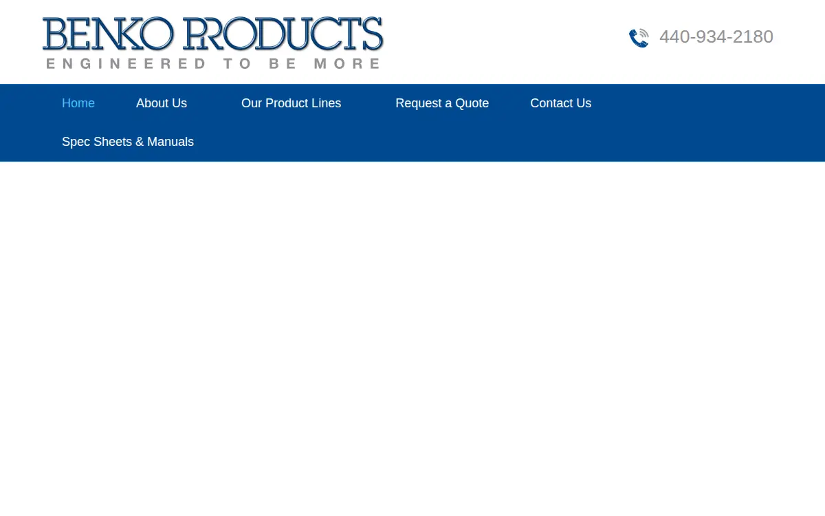Homepage of Benko Products INC