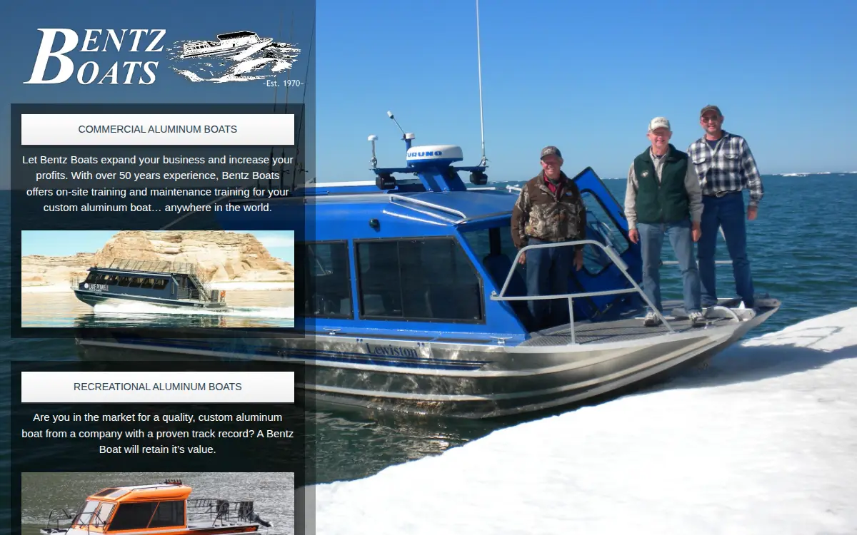 Homepage of Bentz Boats, LLC