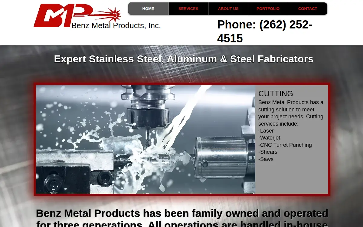 Homepage of Benz Metal Products, INC