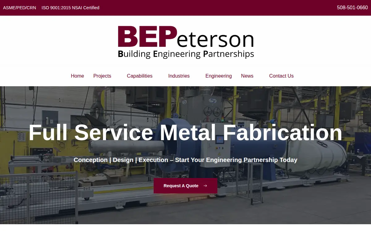 Homepage of B.e. Peterson, INC.