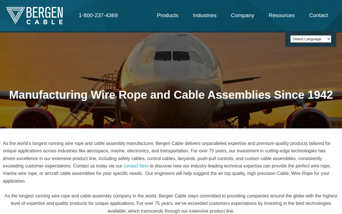 Homepage of Bergen Cable Technology, INC.