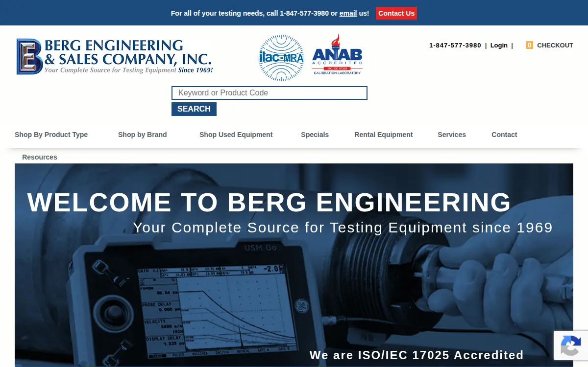Homepage of Berg Engineering & Sales Co., INC.