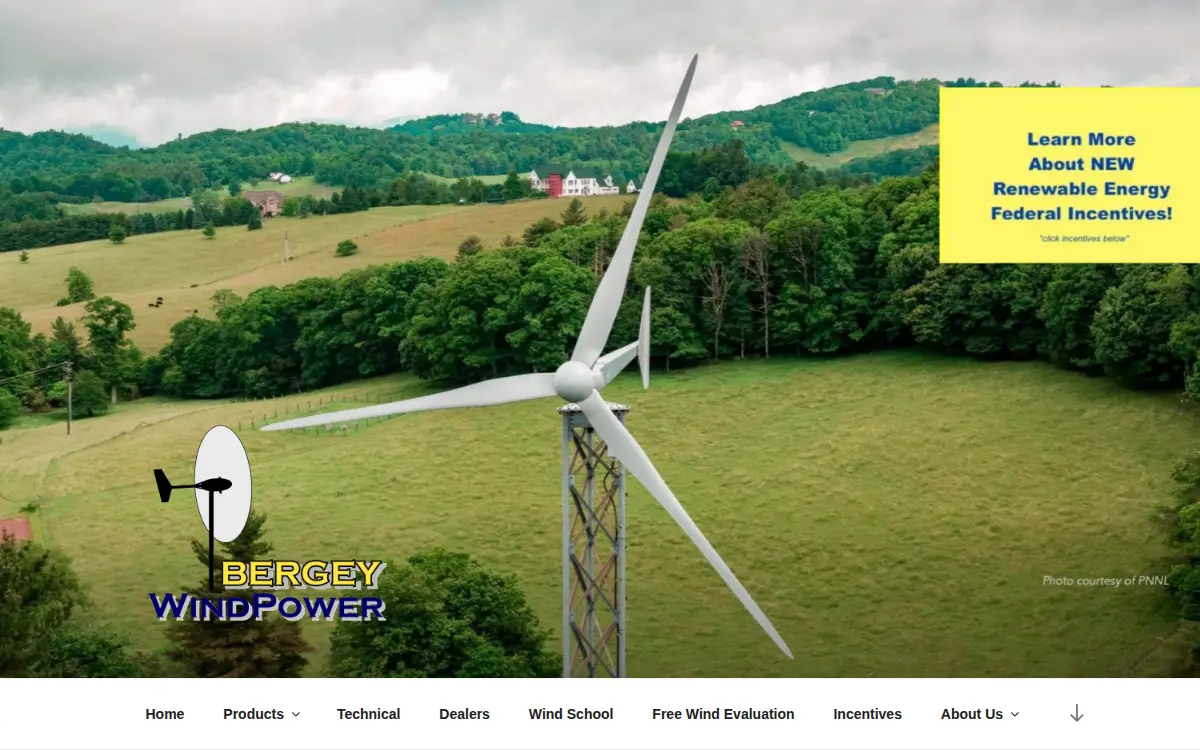 Homepage of Bergey Windpower Company, LLC