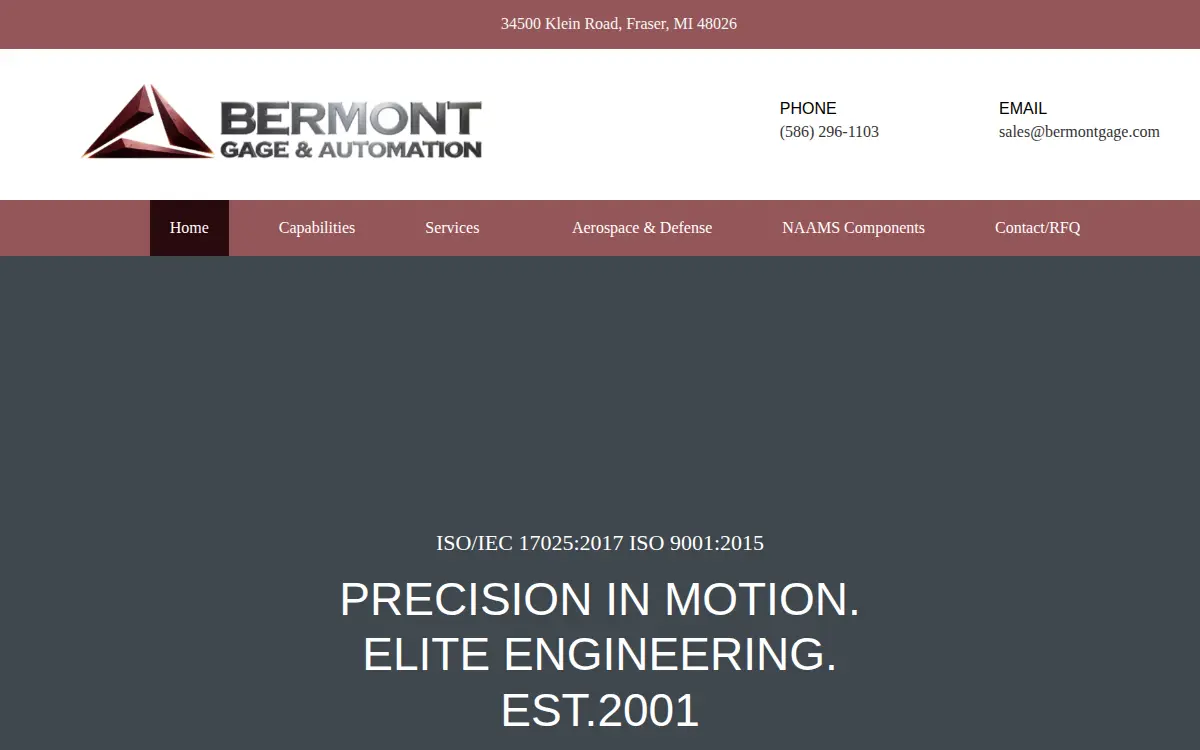 Homepage of Bermont Gage & Automation INC