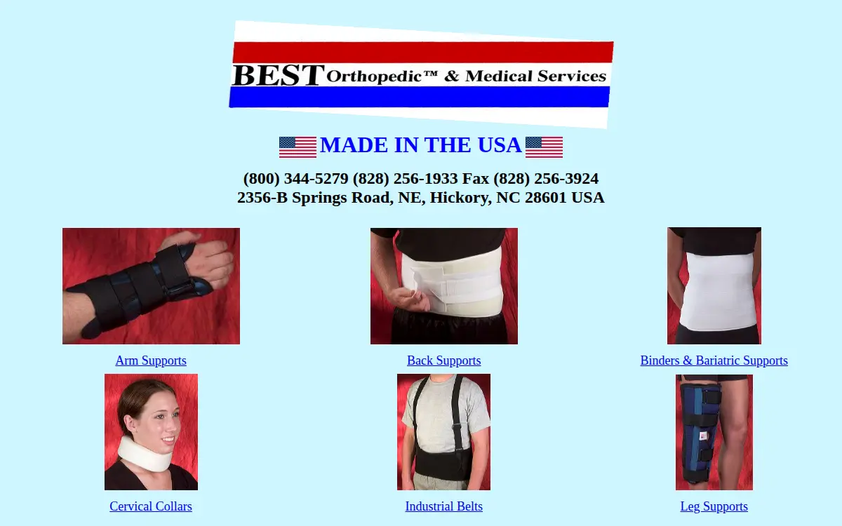 Homepage of Best Orthopedic & Medical Services, INC.