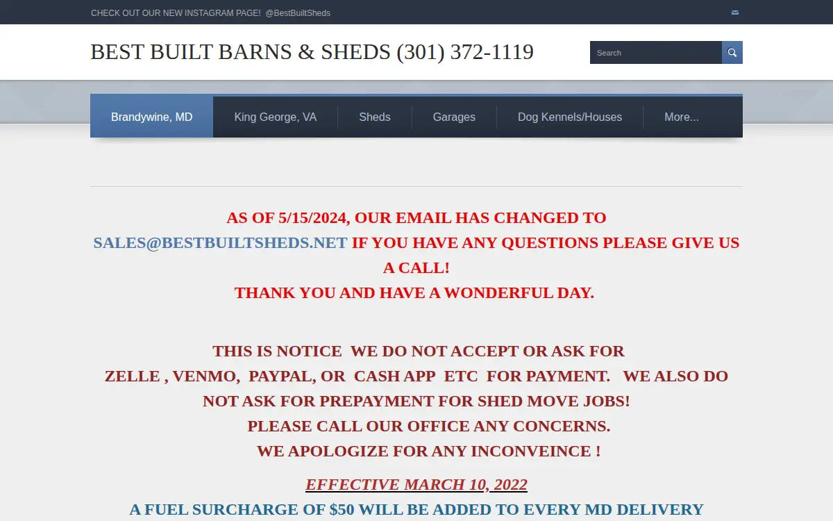 Homepage of Best Built Barns & Sheds INC