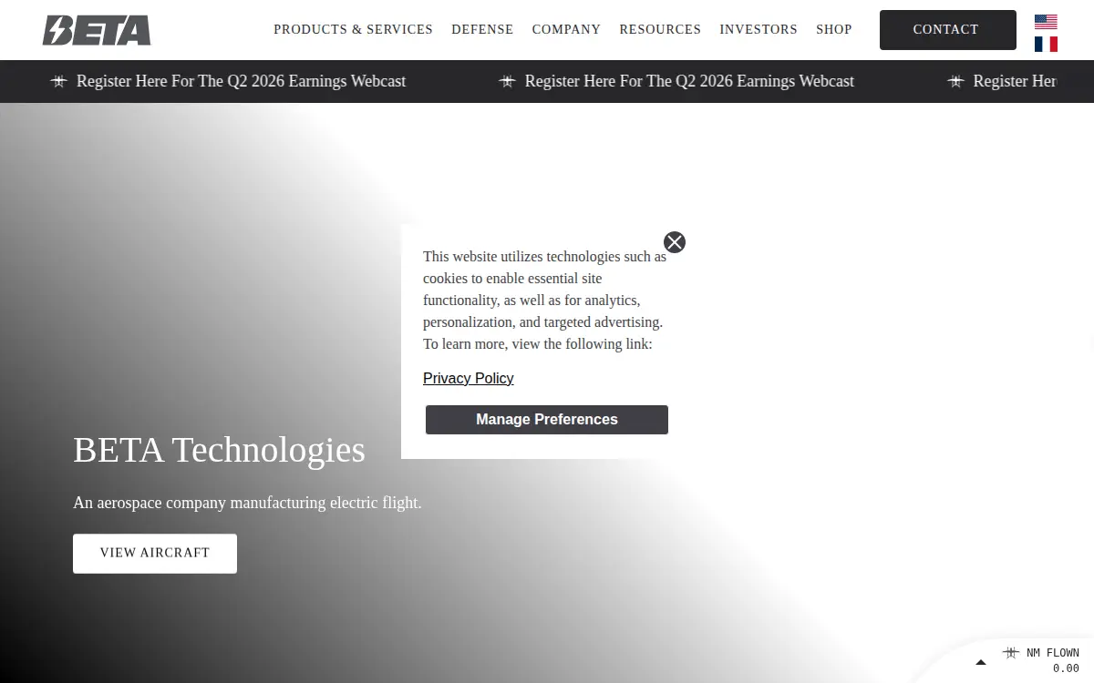 Homepage of Beta Technologies, INC.