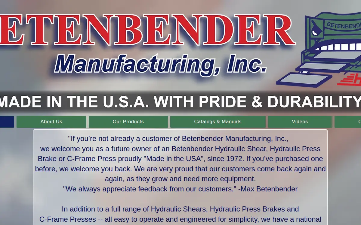 Homepage of Betenbender Mfg INC