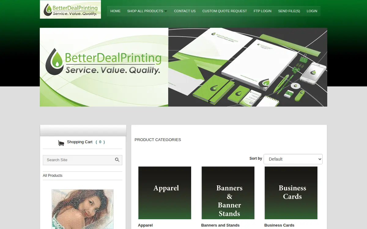 Homepage of Better Deal Printing LLC