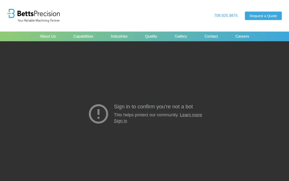 Homepage of Betts Precision, INC