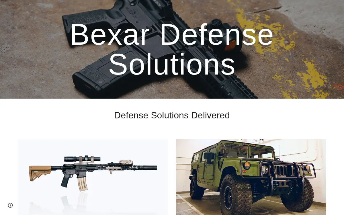 Homepage of Bexar Defense Solutions, INC.