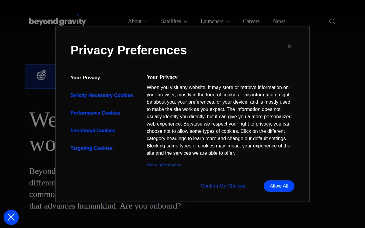 Homepage of Beyond Gravity USA INC.