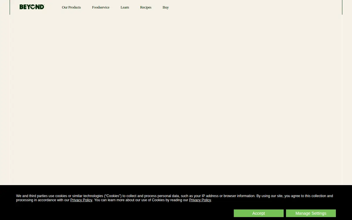 Homepage of Beyond Meat, INC.