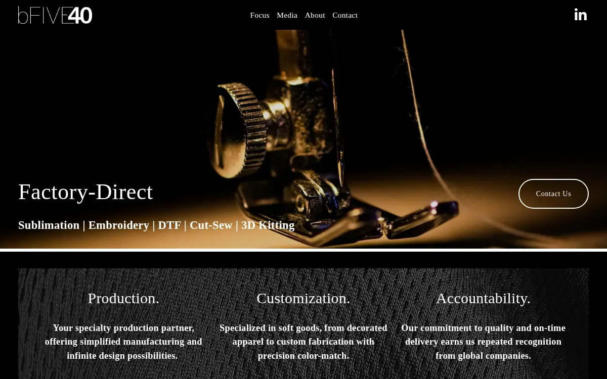Homepage of Bfive40 LLC