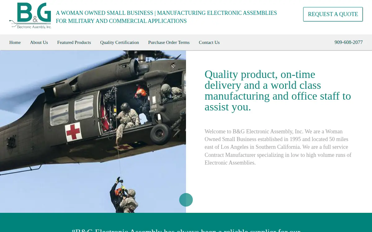 Homepage of B & G Electronic Assembly INC