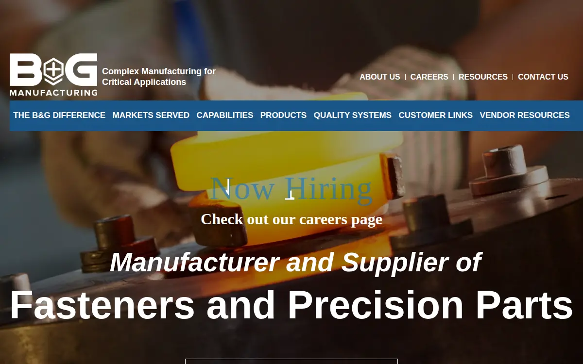 Homepage of B&g Manufacturing CO INC