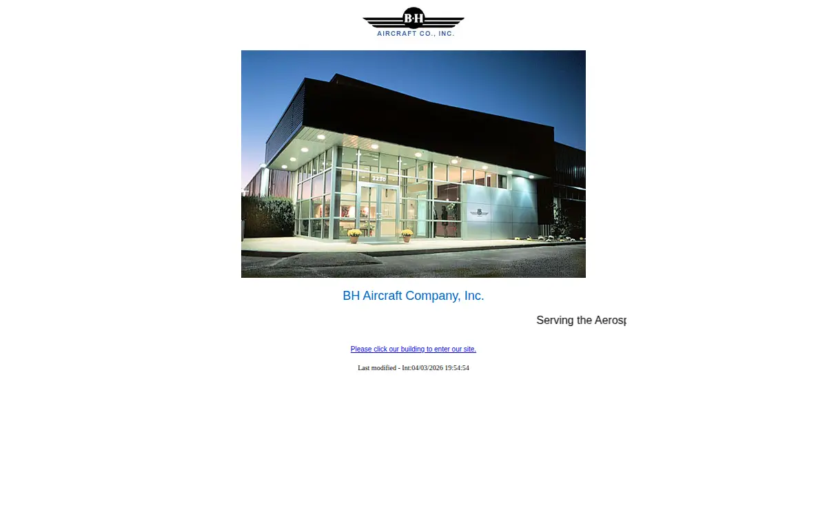 Homepage of B. H. Aircraft Company, INC.