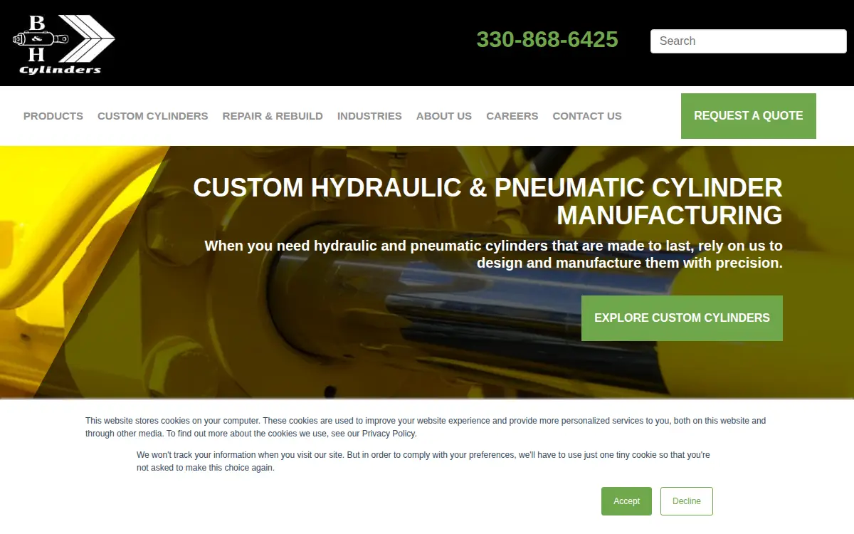 Homepage of B. & H. Machine, INC.